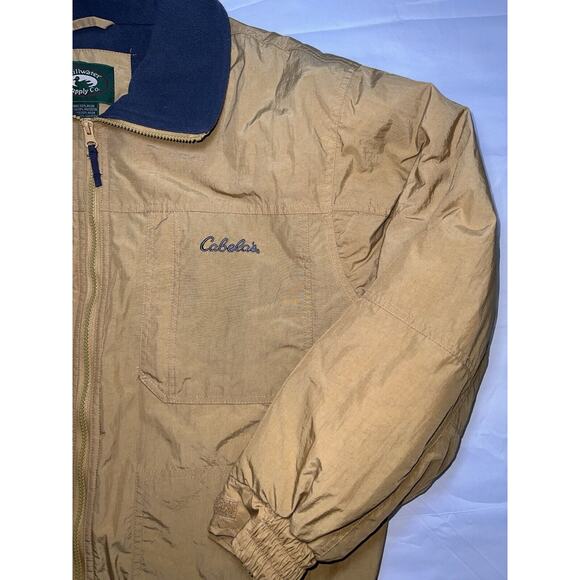 Cabelas Stillwater Supply Co Puffer Jacket Men's Size M Khaki Fleece-Lined Clean - Picture 3 of 16